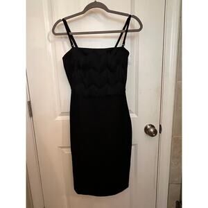 Banana Republic Women's Knit Eyelash Fringe Fitted Sleeveless Black Dress Size 2